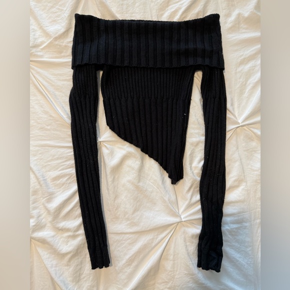Black Ribbed Women's Sweater - Picture 1 of 3